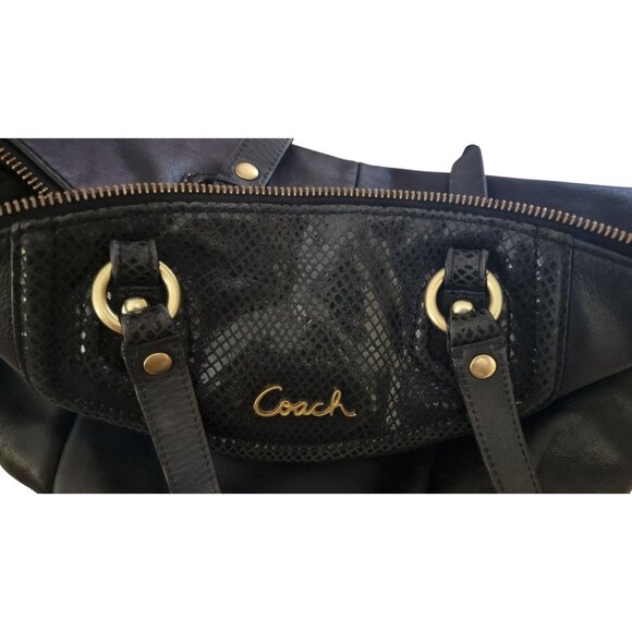 Coach Ashley Python Trim Purse Shoulder Bag Tote - Picture 8 of 14